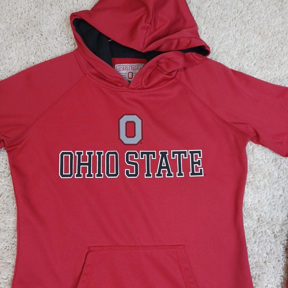 Ohio State Buckeyes Hoodie Men's Medium M Football Scarlet and Gray Pullover - Picture 3 of 5